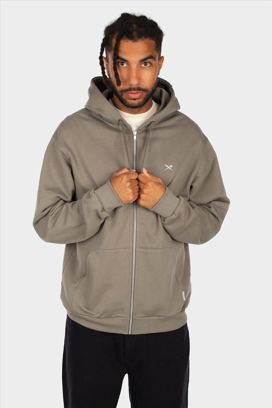 Iriedaily - Taupe Mini Flag Zip hoodie
