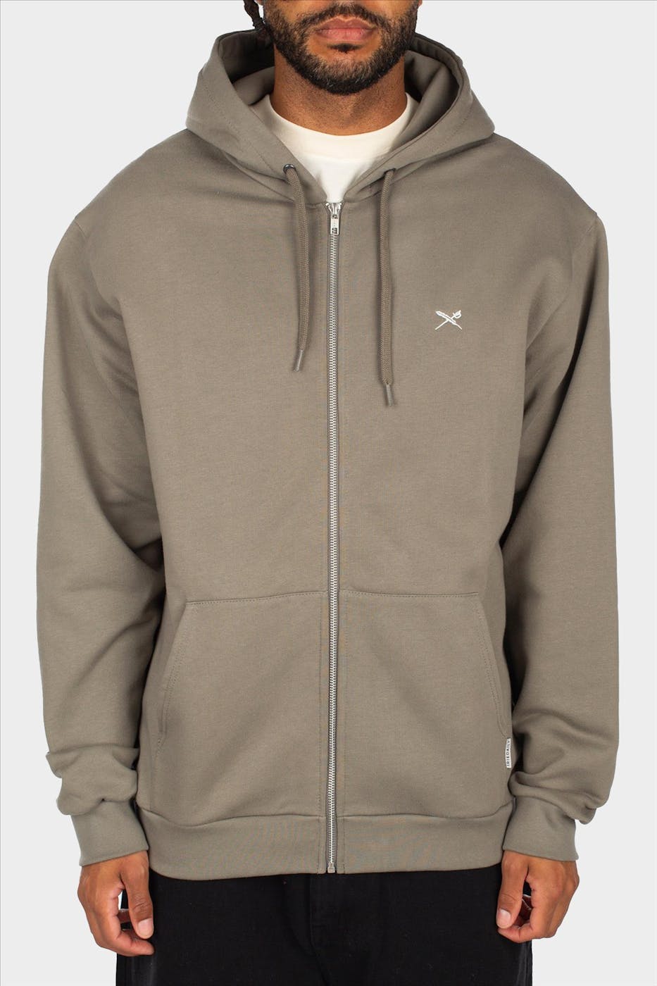 Iriedaily - Taupe Mini Flag Zip hoodie