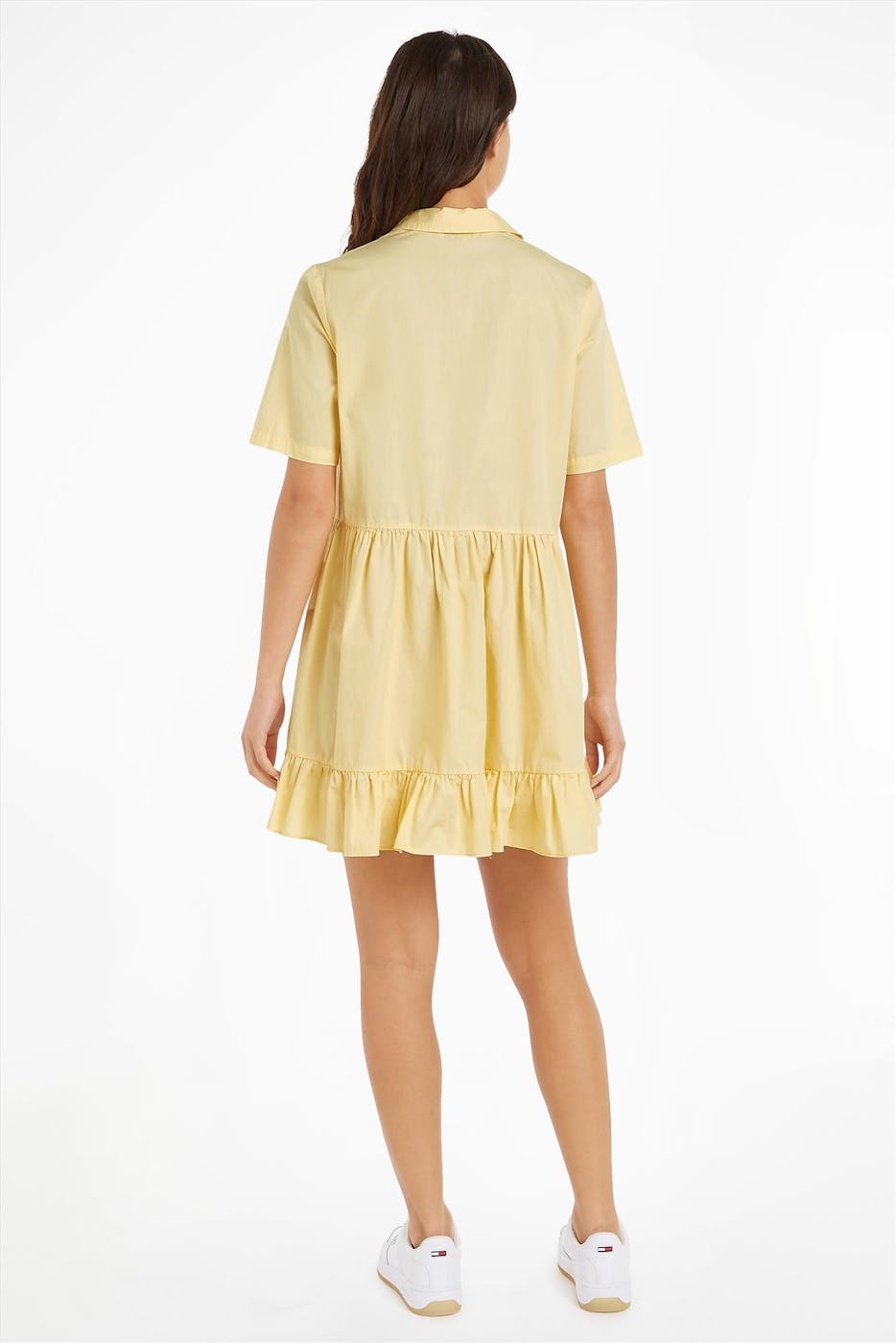 Tommy Jeans - Geel Poplin Tiered hemdkleed