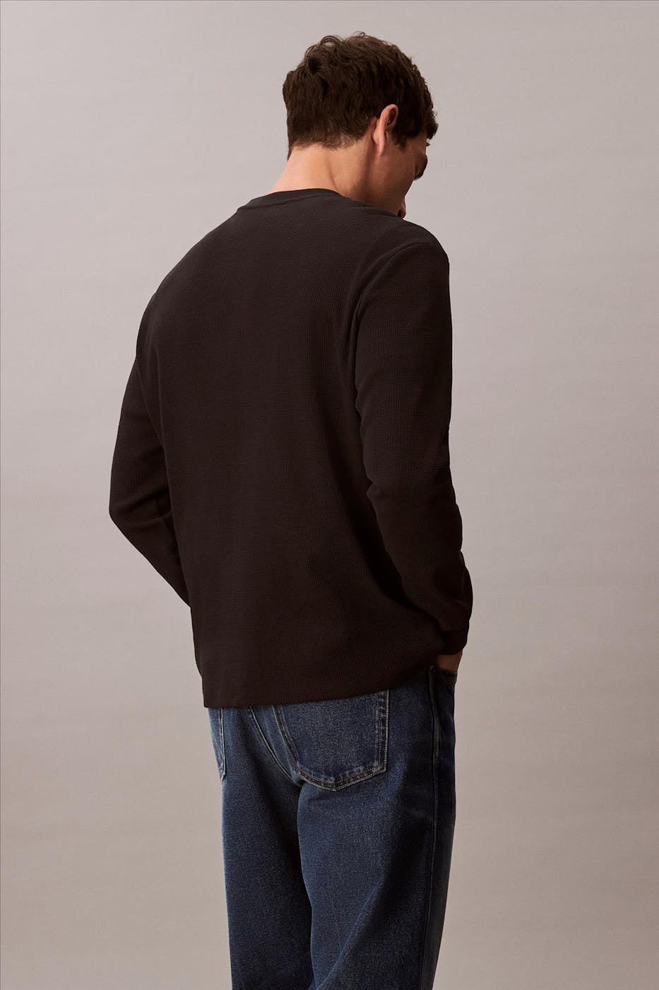 Calvin Klein Jeans - Zwarte Waffle Badge longsleeve