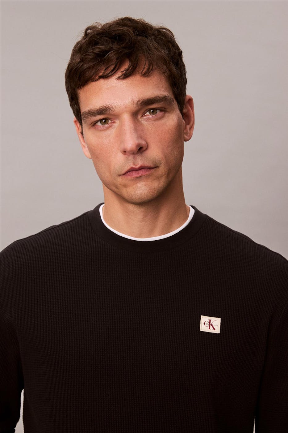 Calvin Klein Jeans - Zwarte Waffle Badge longsleeve