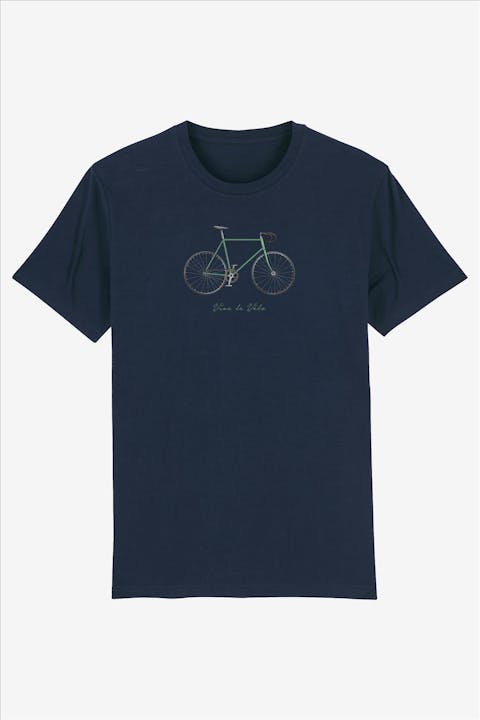 Vive le vélo - Donkerblauwe Retro Bike T-shirt