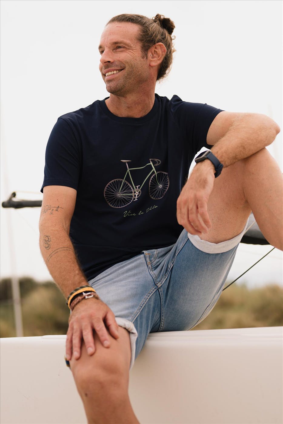 Vive le vélo - Donkerblauwe Retro Bike T-shirt