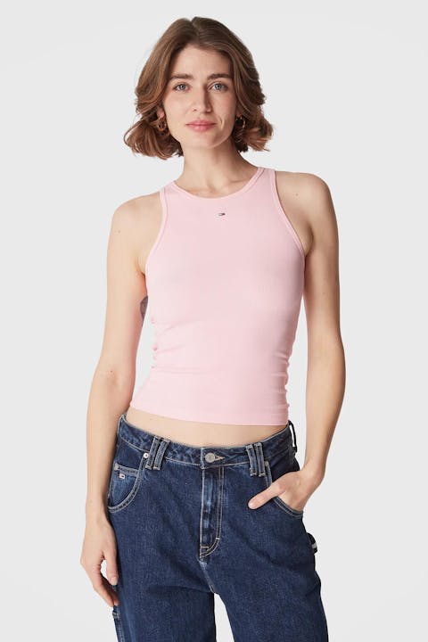 Tommy Jeans - Lichtroze Essential Rib top
