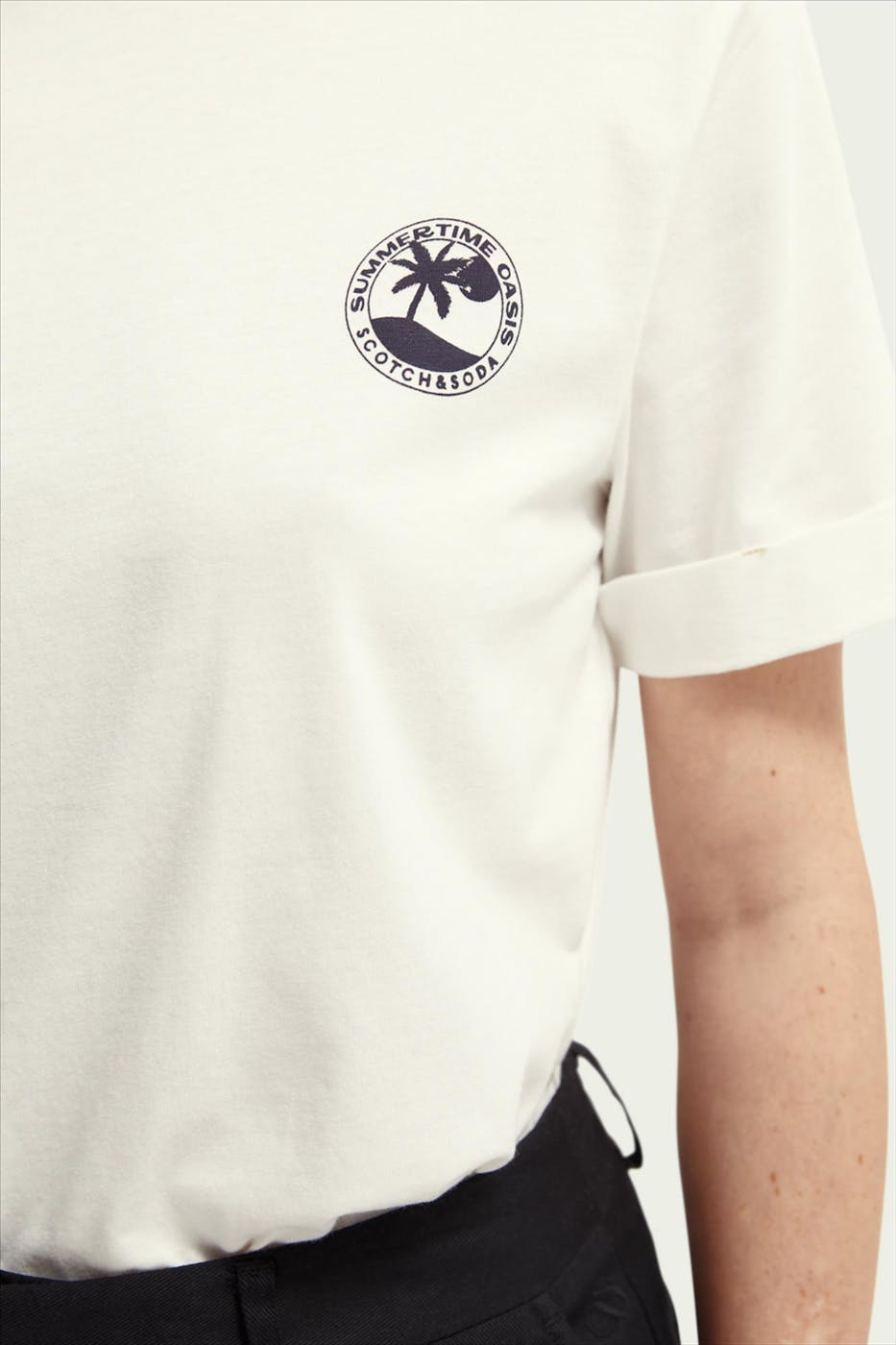 Scotch & Soda - Witte palmboom T-shirt