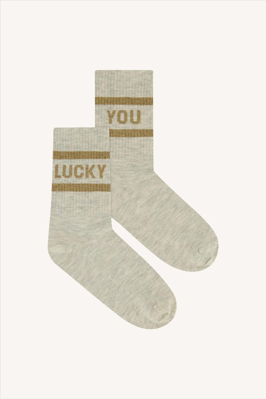 BY BAR - Grijsbeige Lucky Sparkle sokken