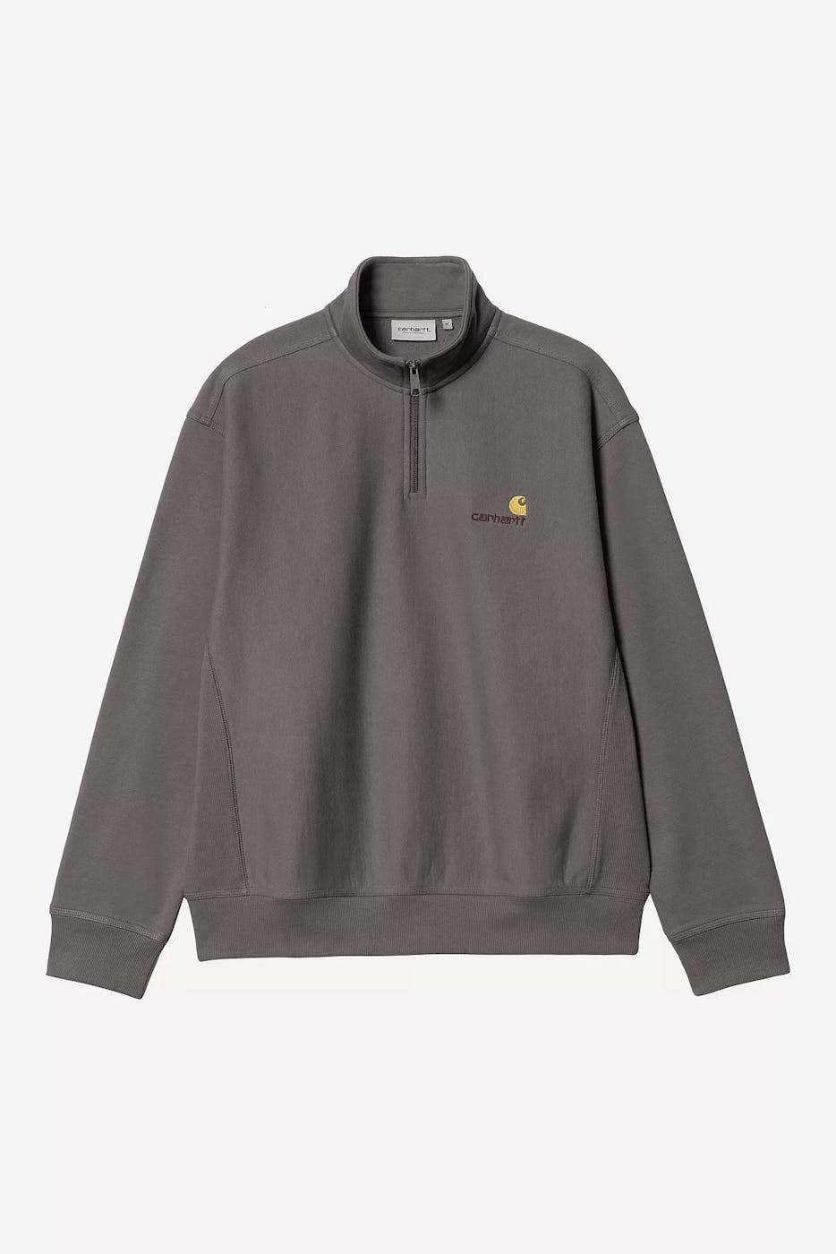 Carhartt WIP - Donkergrijze American Script half zip sweater