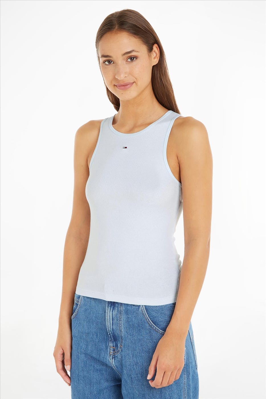 Tommy Jeans - Lichtblauwe Essential Rib top