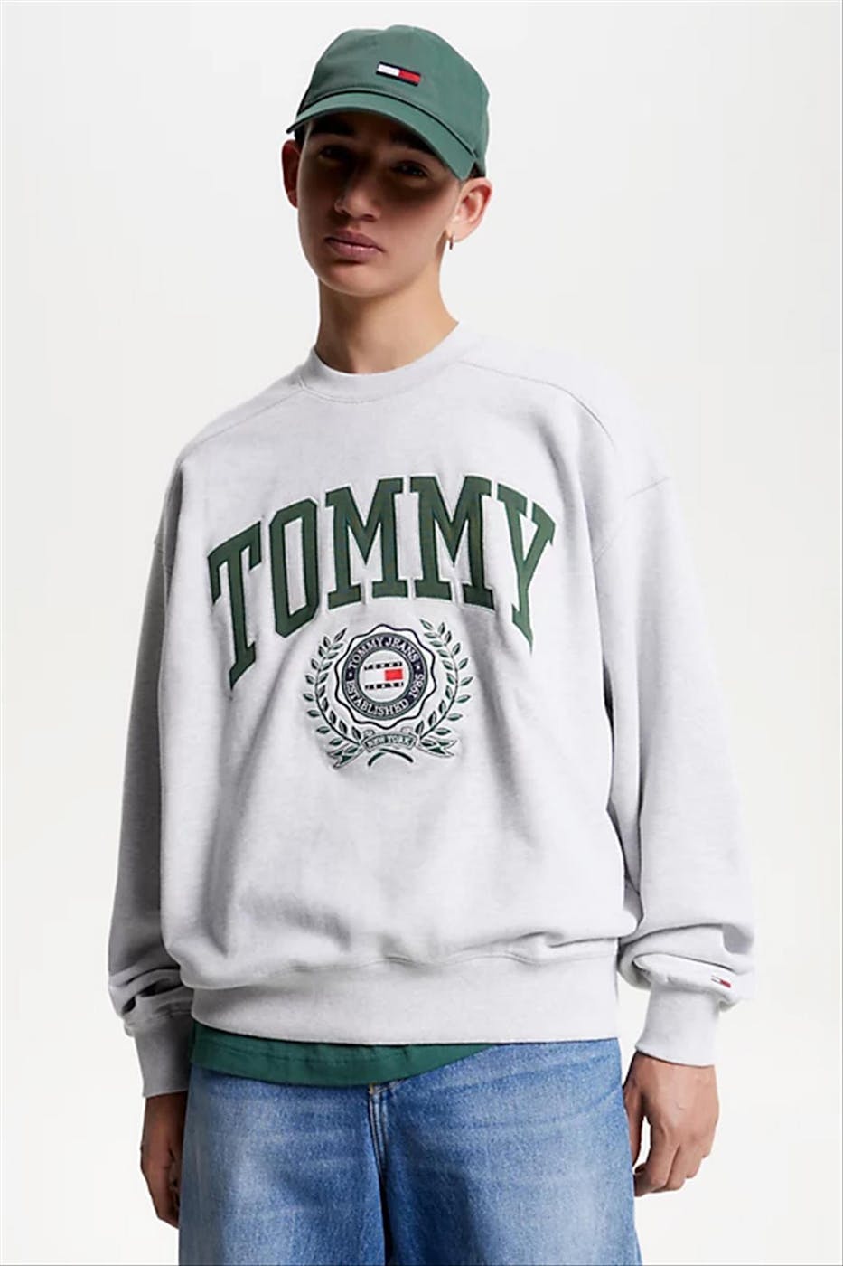 Tommy Jeans - Lichtgrijze College Graphic sweater