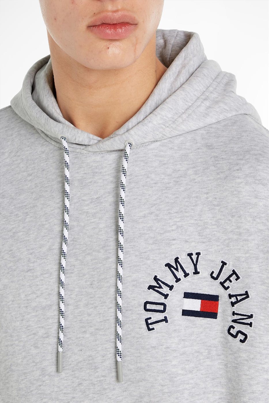 Tommy Jeans - Lichtgrijze Arched Logo hoodie