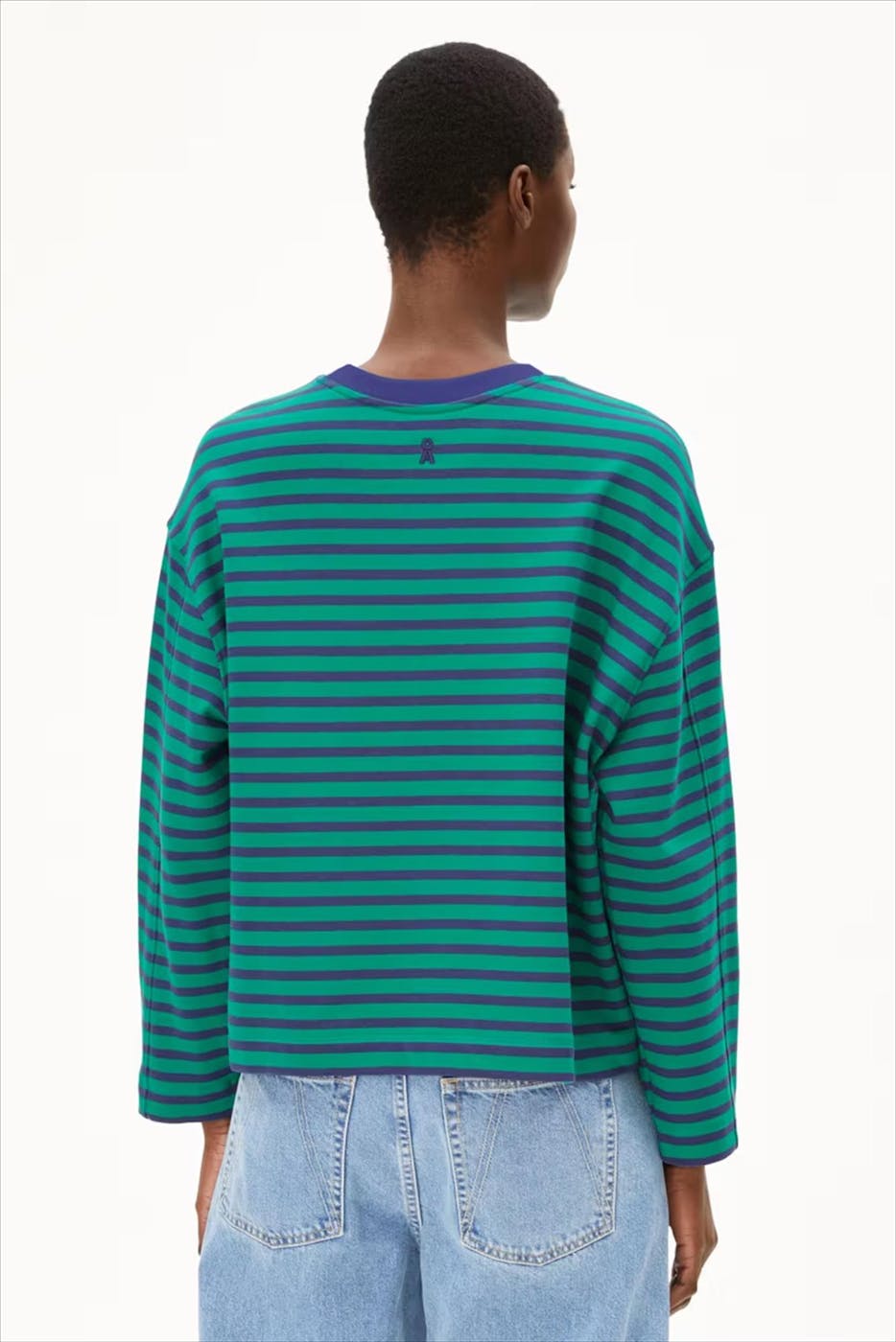 Armed Angels - Blauw-Groene Frankaa Maarlen Stripe sweater