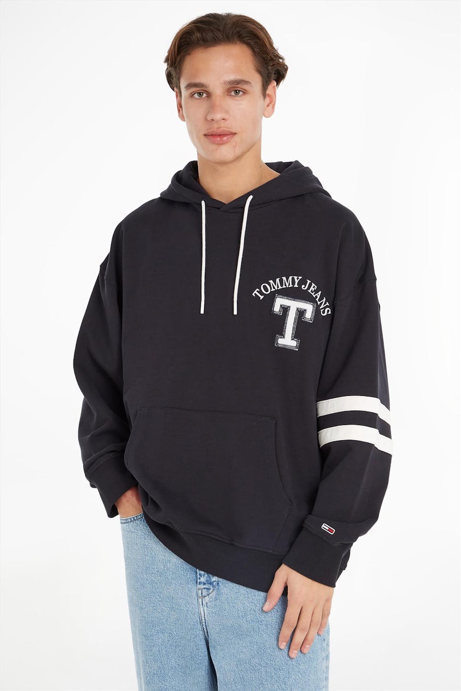 Tommy Jeans - Donkerblauwe Letterman hoodie