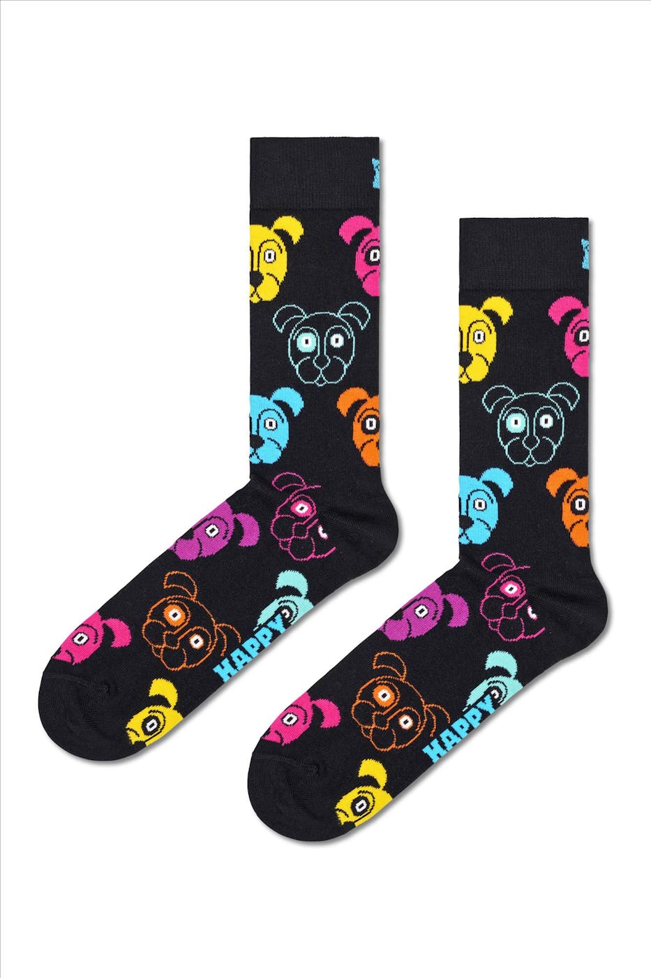 Happy Socks - Zwarte Animal Dog sokken maat 41-46