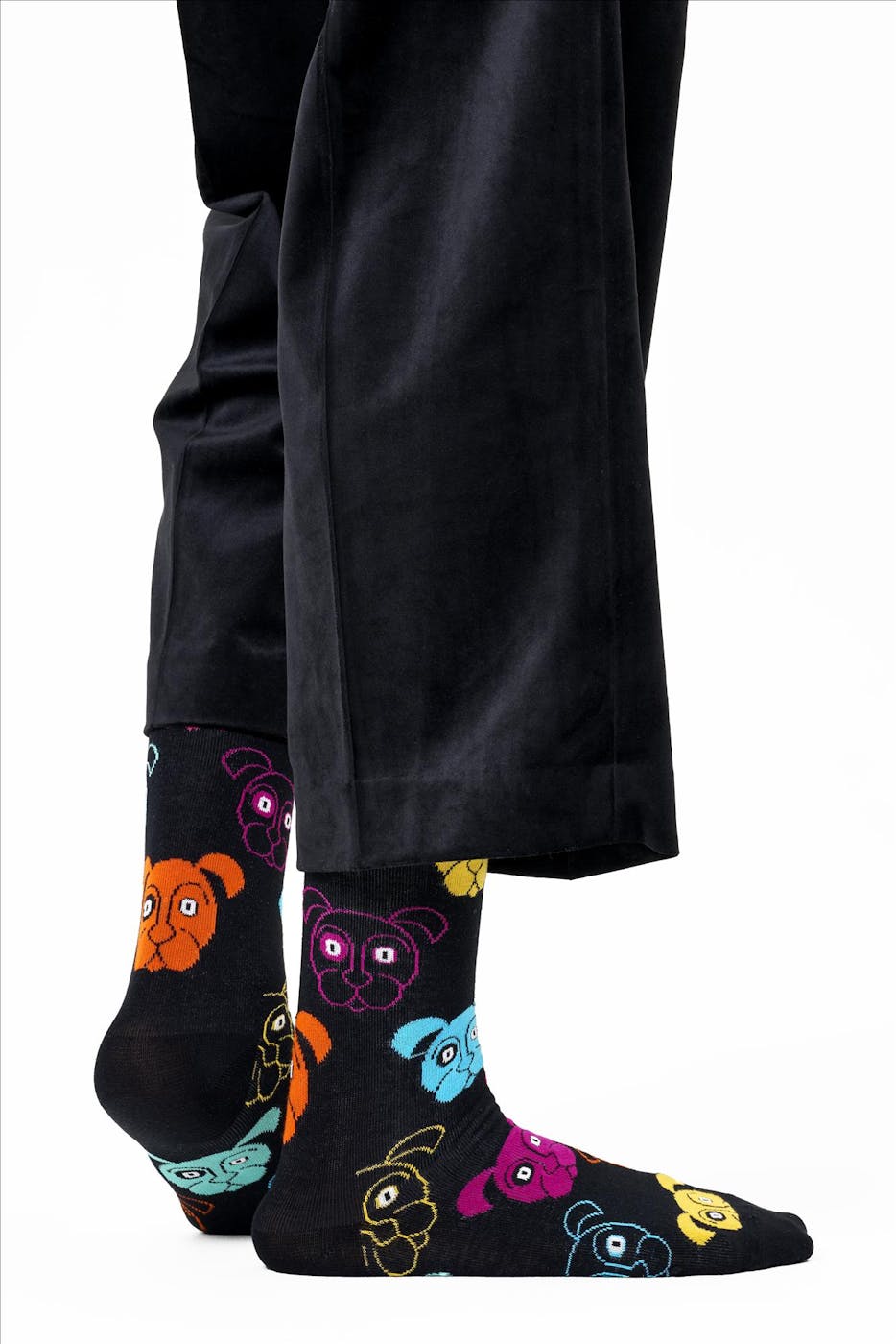Happy Socks - Zwarte Animal Dog sokken maat 41-46