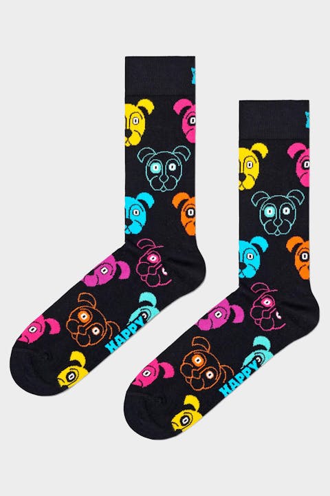Happy Socks - Zwarte Animal Dog sokken maat 36-40