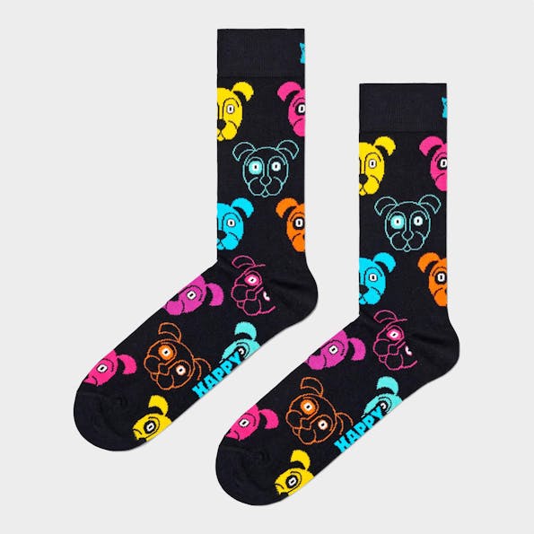 Happy Socks - Zwarte Animal Dog sokken maat 36-40