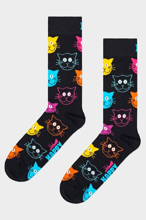 Happy Socks - Zwarte-multicolour Cat sokken, maat: 41-46
