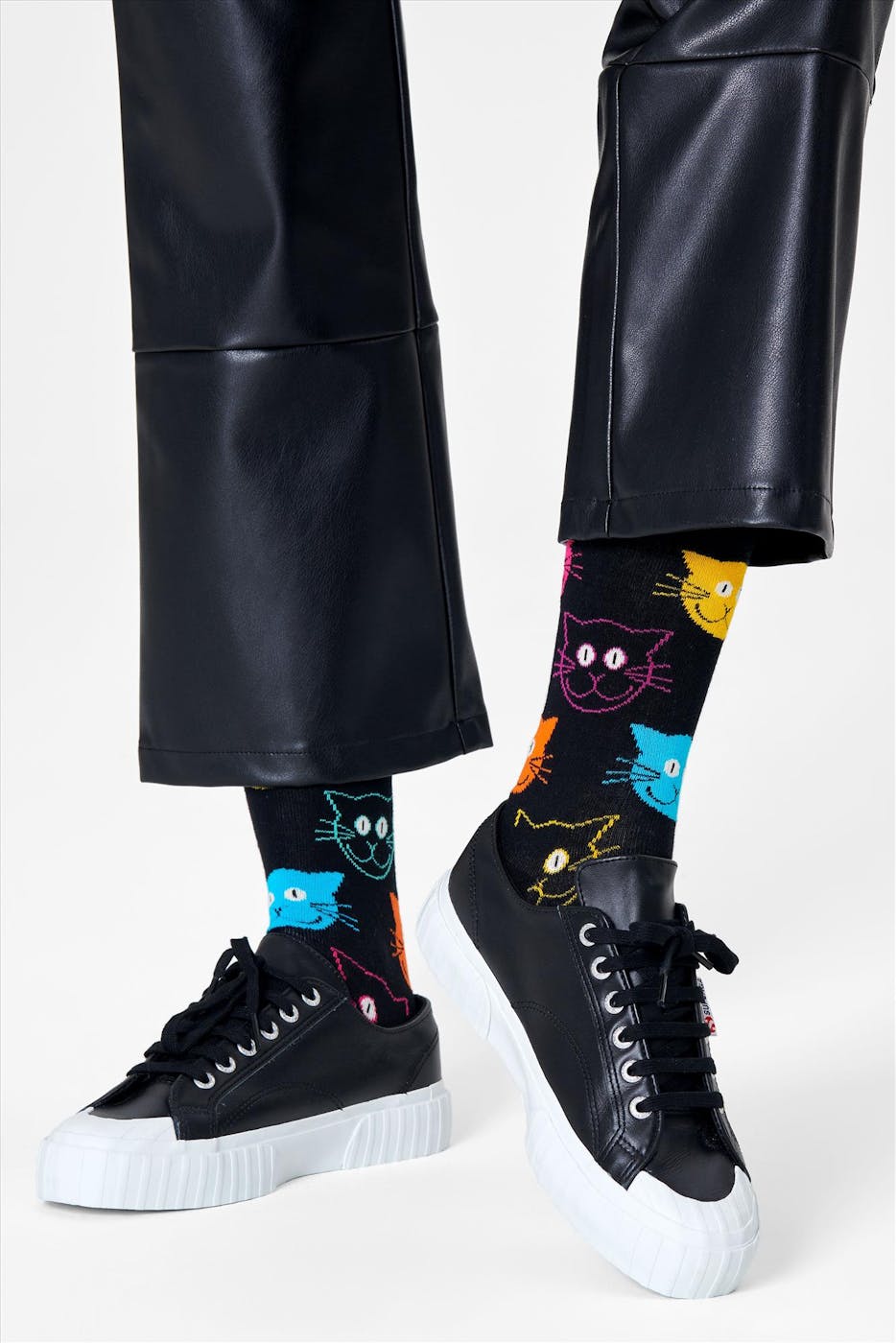 Happy Socks - Zwarte-multicolour Cat sokken, maat: 41-46