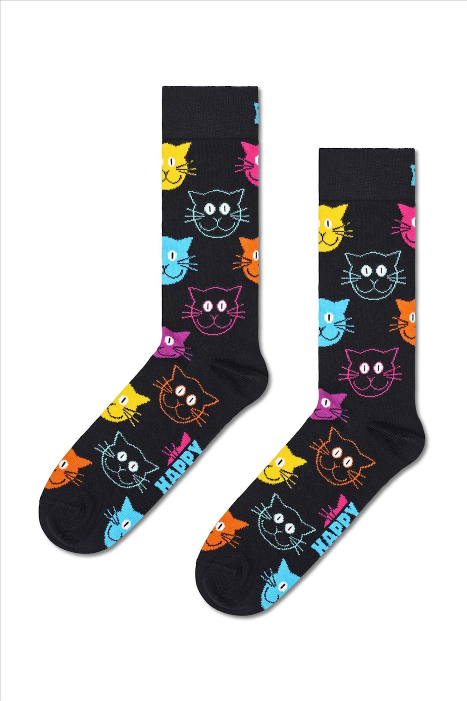 Happy Socks - Zwarte-multicolour Cat sokken, maat: 36-40