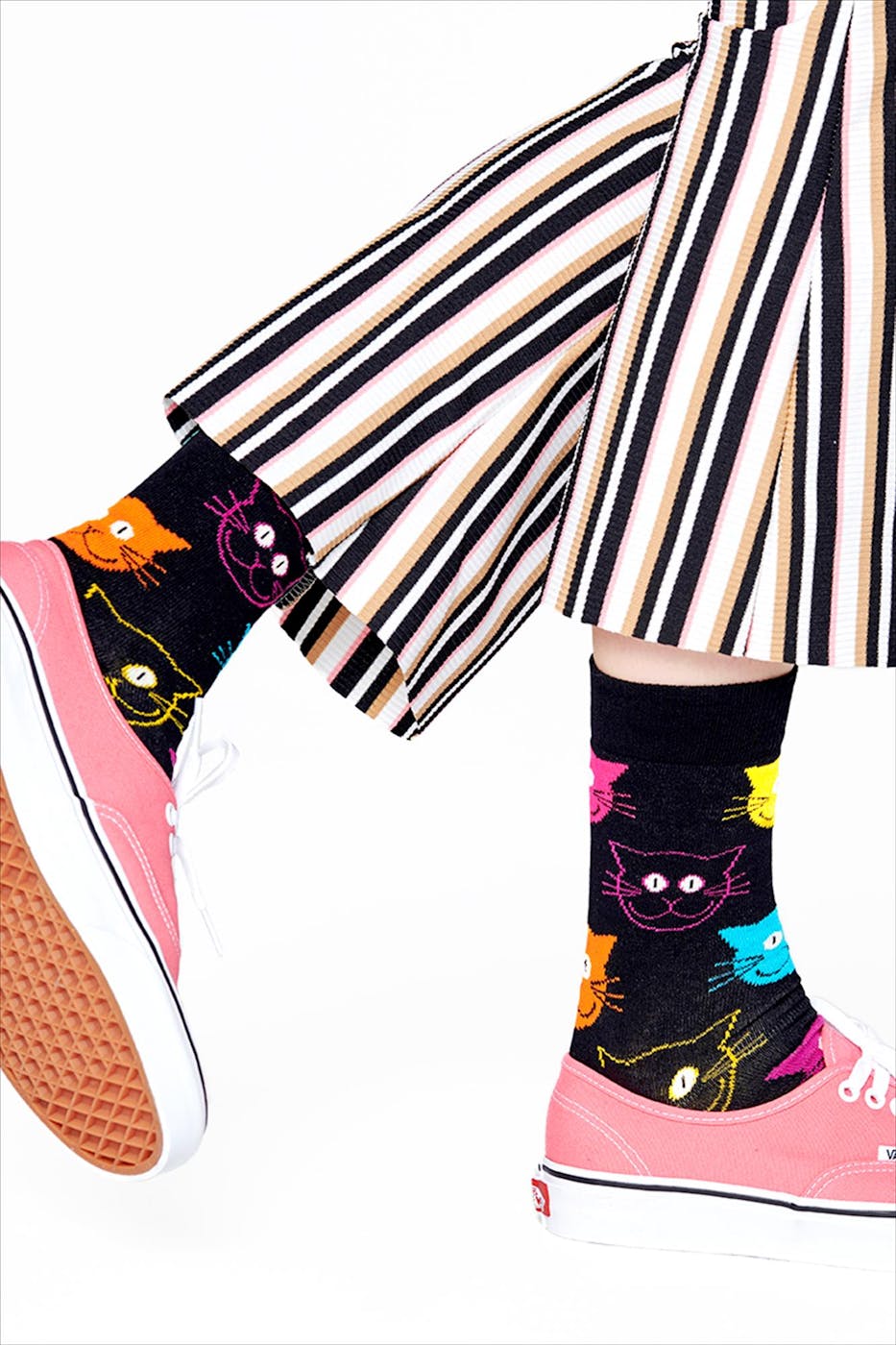 Happy Socks - Zwarte-multicolour Cat sokken, maat: 36-40