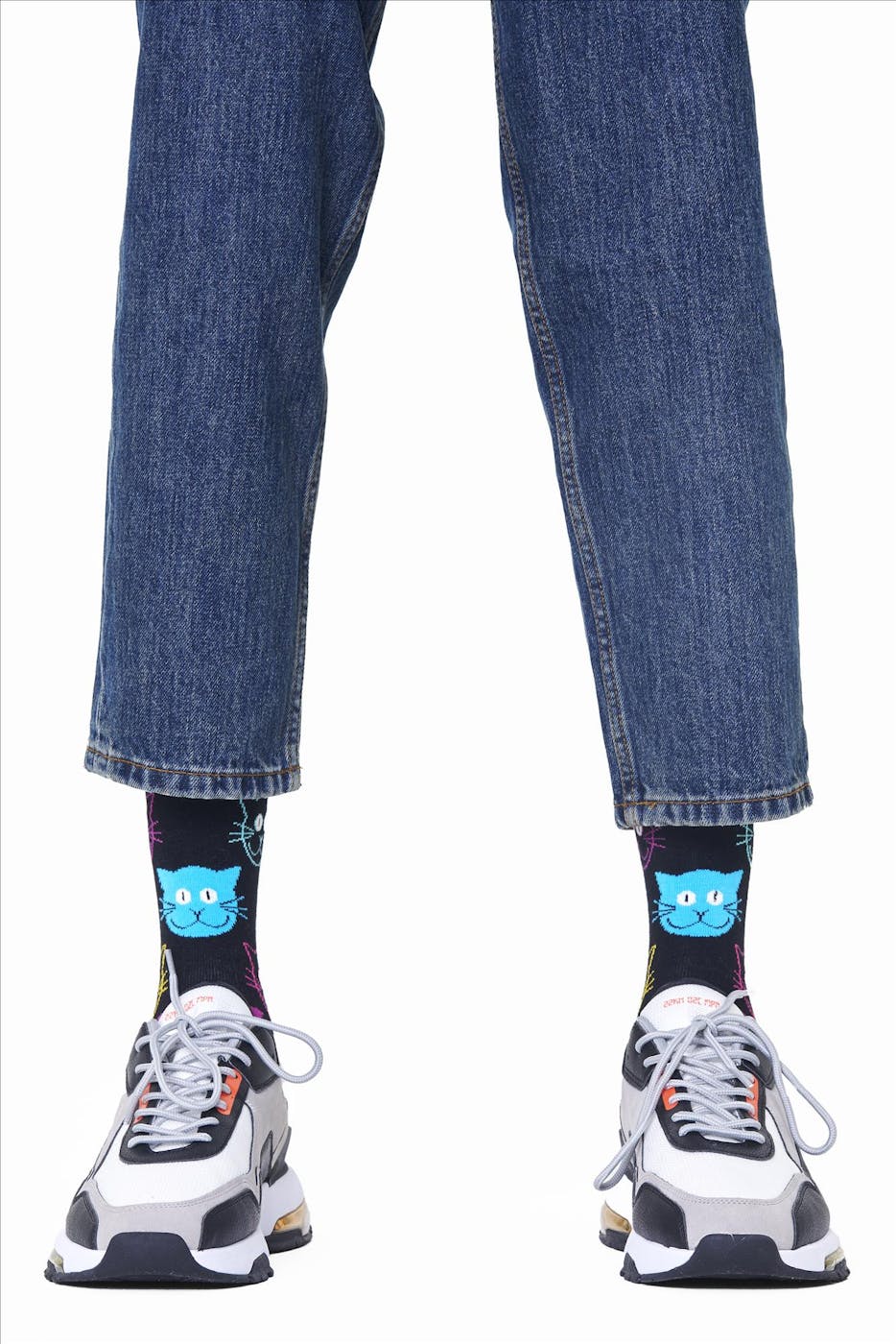 Happy Socks - Zwarte-multicolour Cat sokken, maat: 36-40