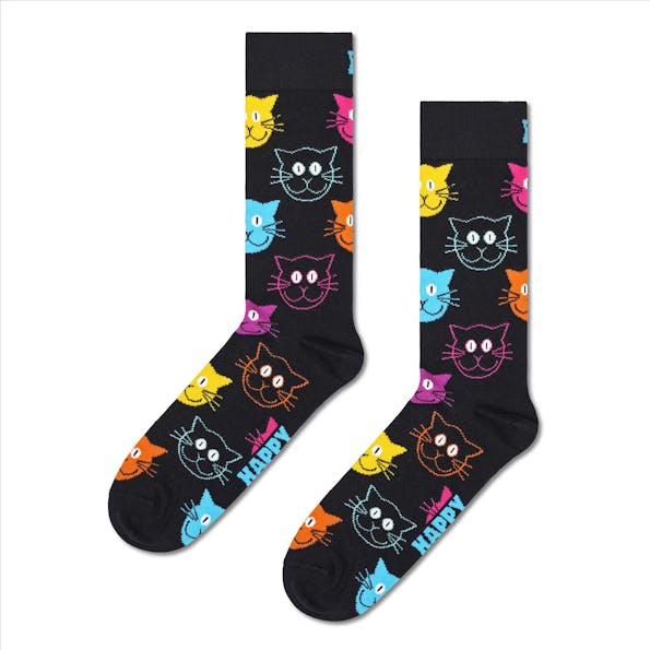 Happy Socks - Zwarte-multicolour Cat sokken, maat: 36-40