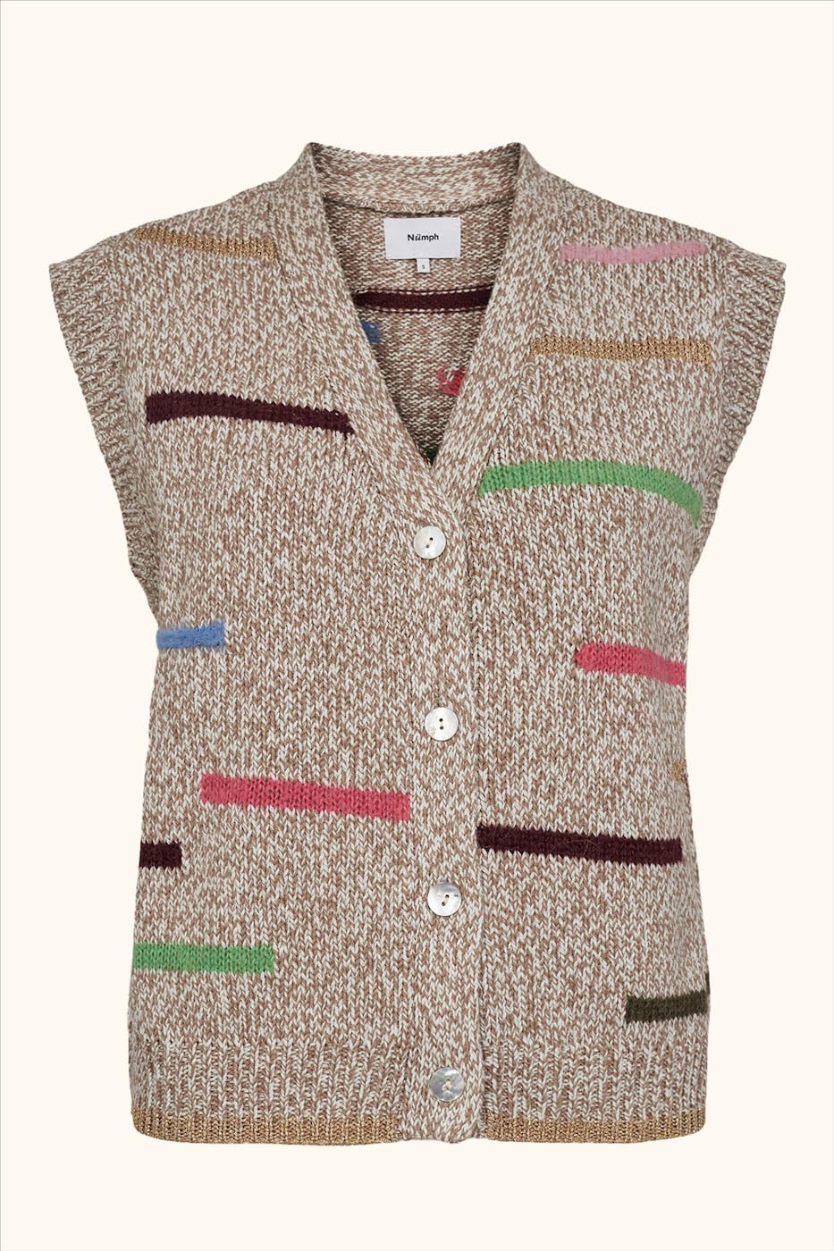 Nümph - Ecru-Bruine Iga Melange cardigan