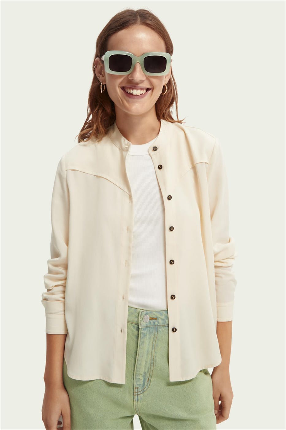 Scotch & Soda - Beige Mao western blouse