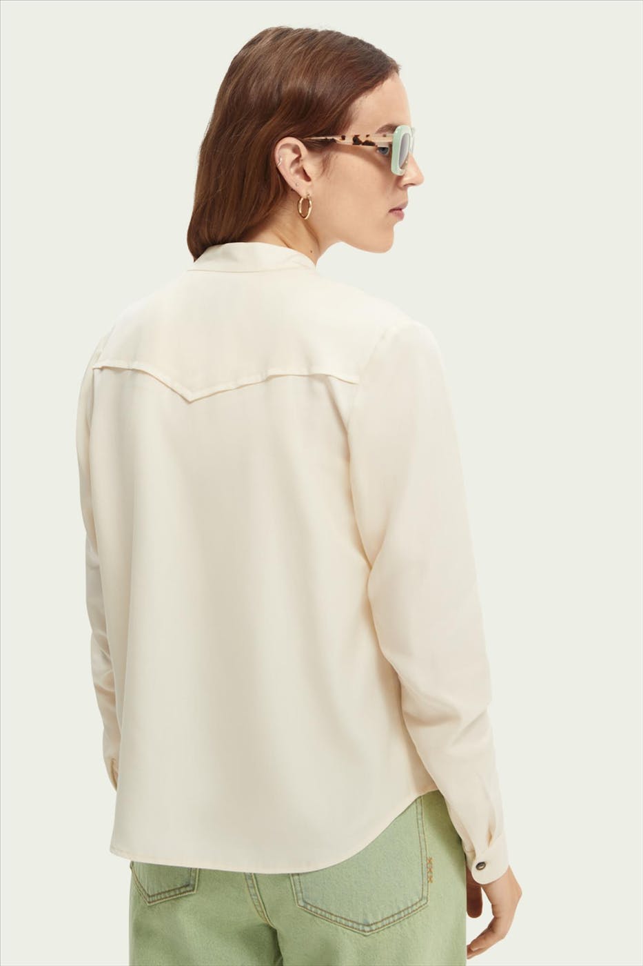 Scotch & Soda - Beige Mao western blouse