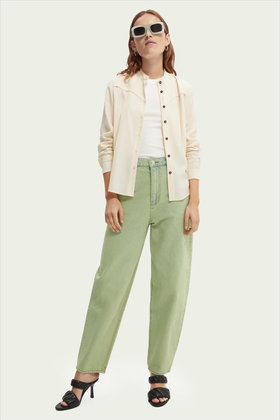 Scotch & Soda - Beige Mao western blouse