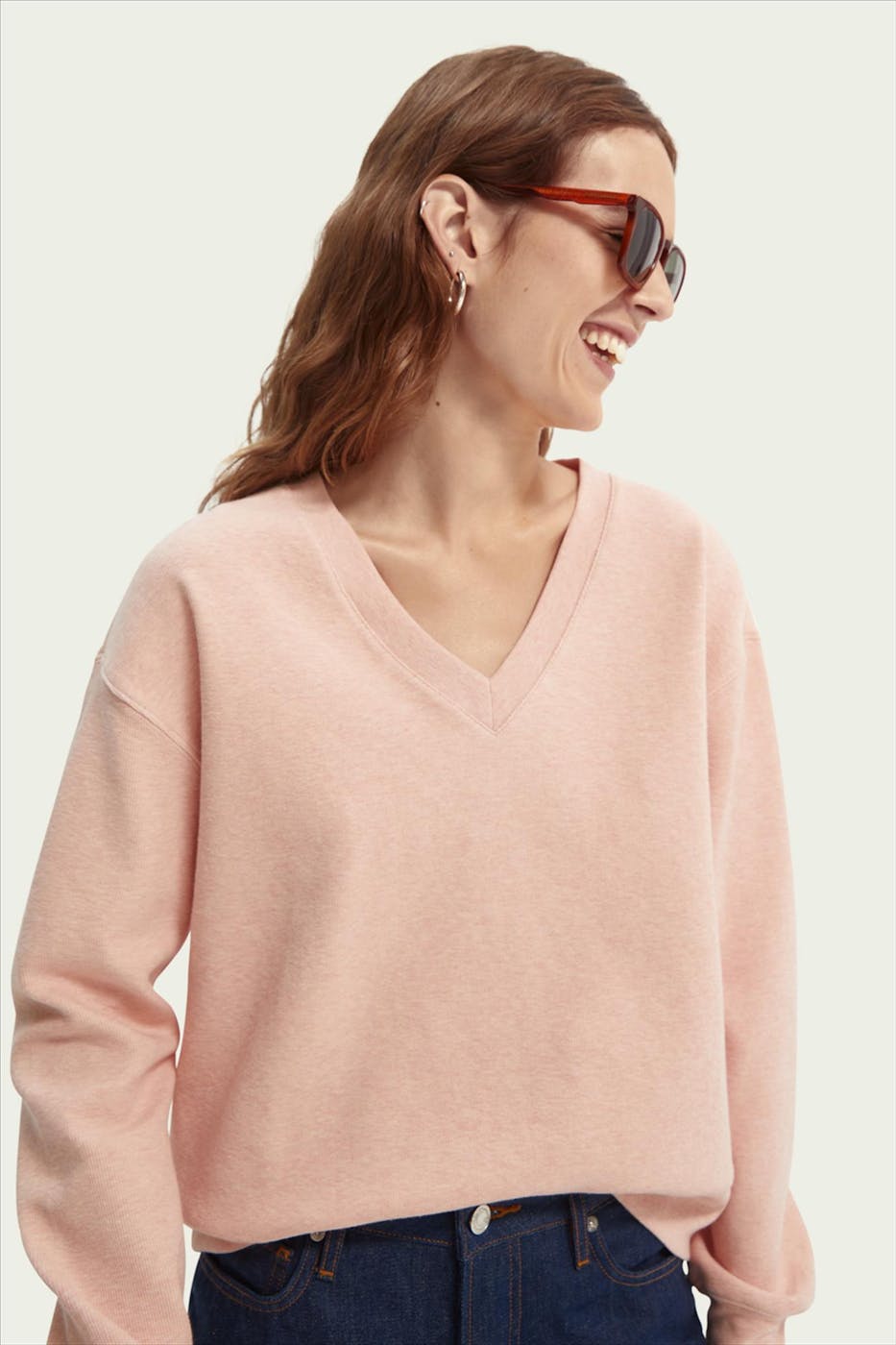 Scotch & Soda - Roze V-Neck Rib sweater