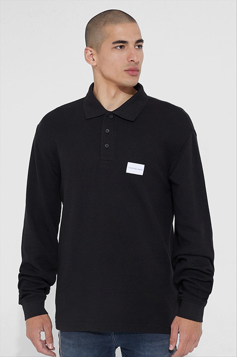 Calvin Klein Jeans - Zwarte Wafel polotrui