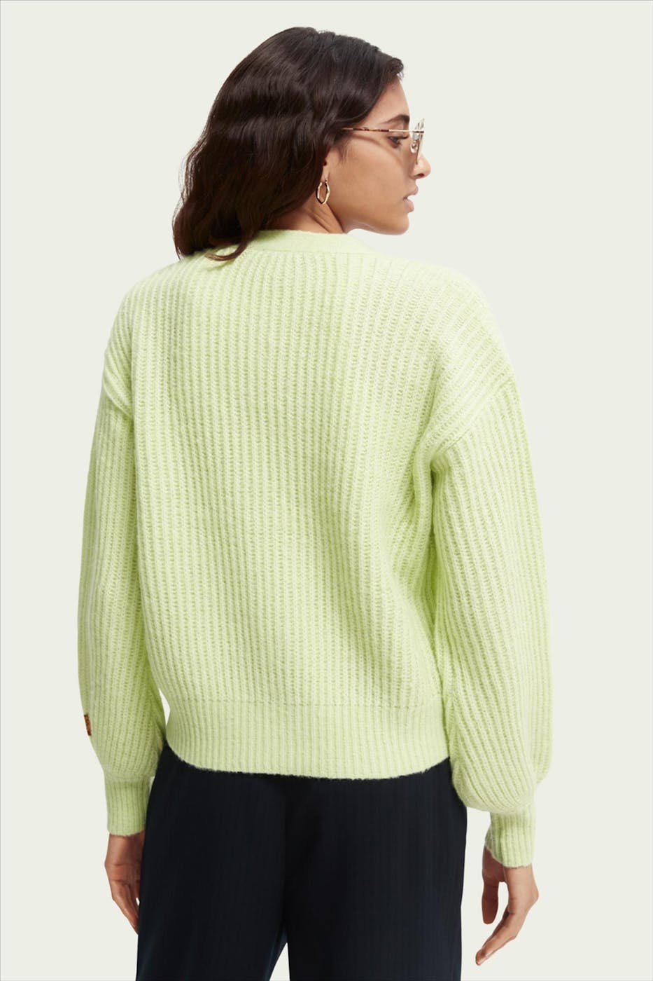 Scotch & Soda - Lichtgroene Boxy V cardigan