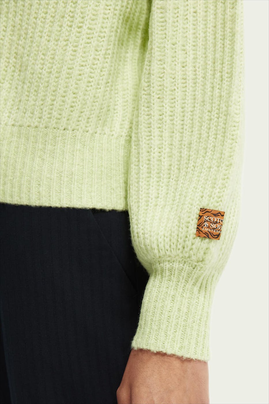 Scotch & Soda - Lichtgroene Boxy V cardigan