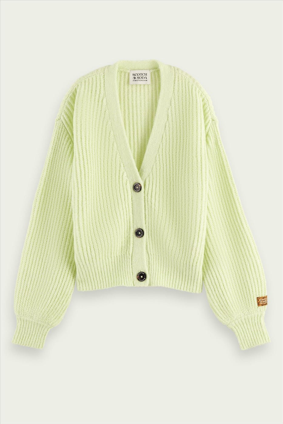 Scotch & Soda - Lichtgroene Boxy V cardigan