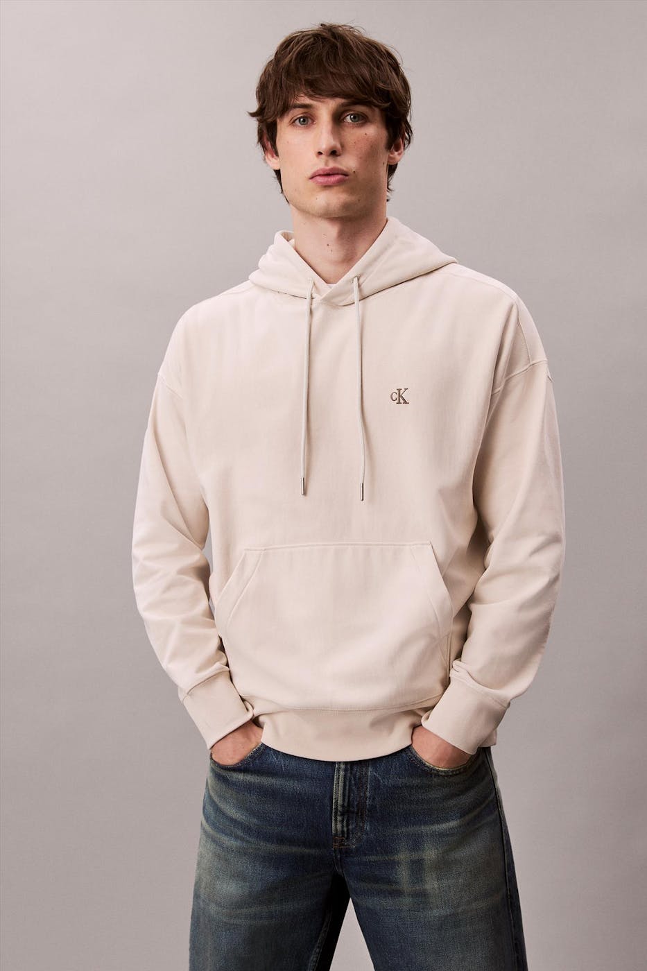 Calvin Klein Jeans - Beige Monogram hoodie