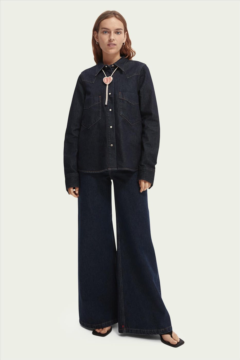 Scotch & Soda - Donkerblauwe The Wave wide/flared jeans