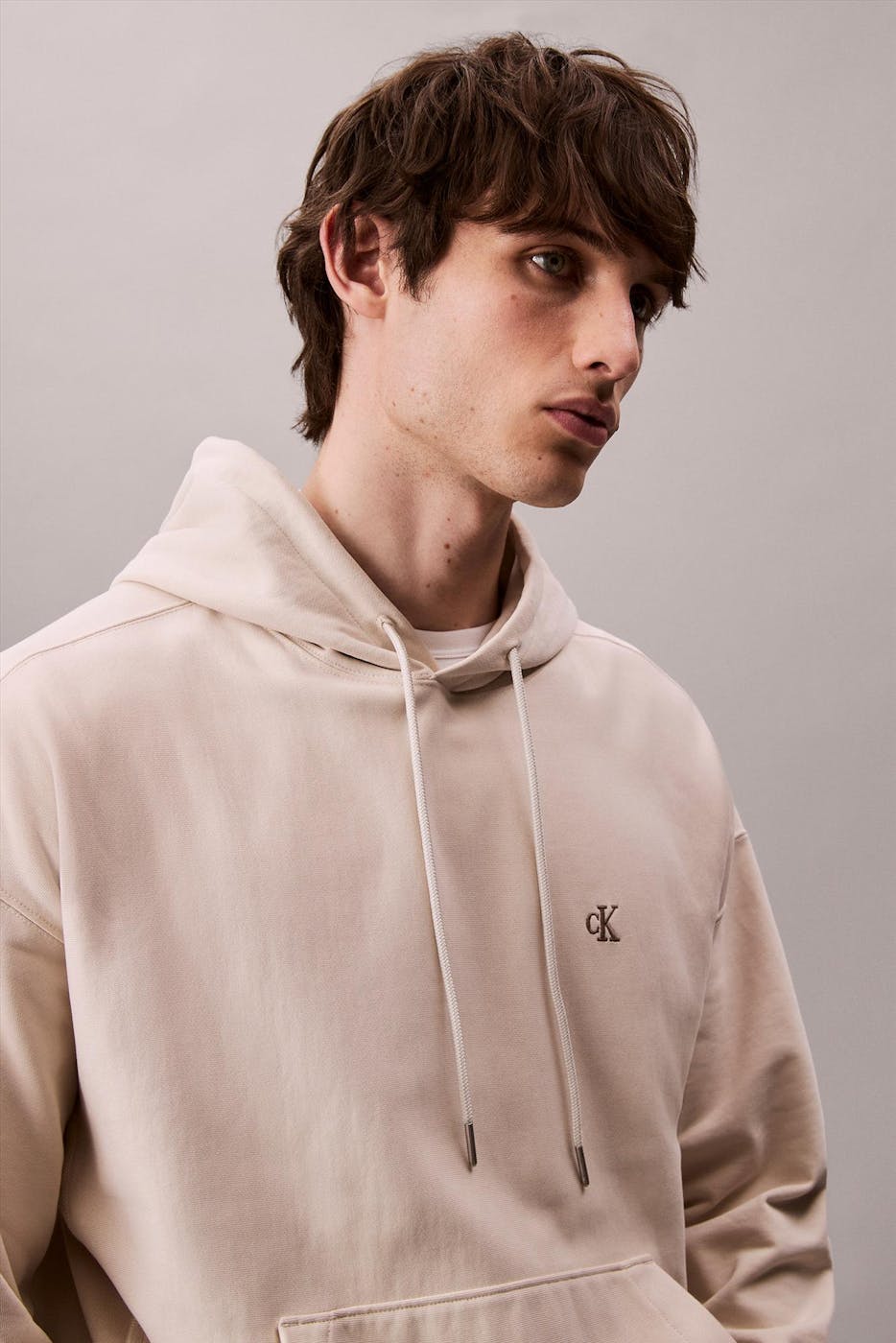 Calvin Klein Jeans - Beige Monogram hoodie