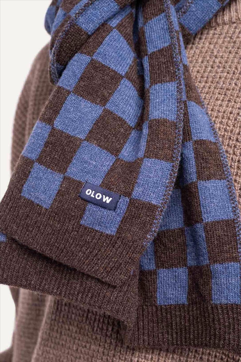OLOW - Blauw-Bruine Hoorn Damier sjaal