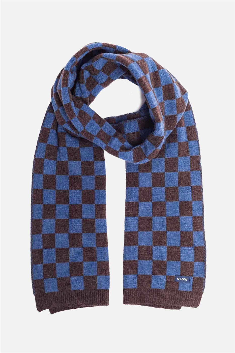 OLOW - Blauw-Bruine Hoorn Damier sjaal