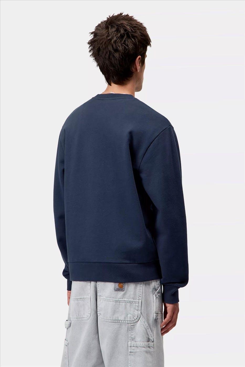 Carhartt WIP - Donkerblauwe Script Embroidery sweater