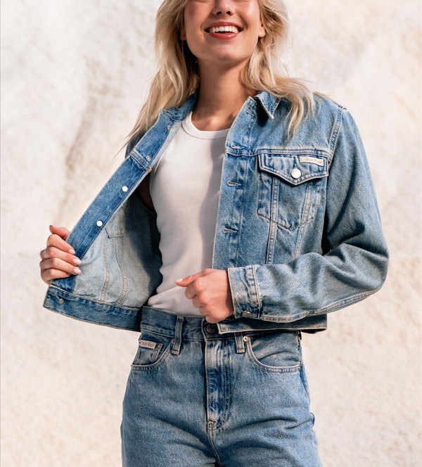 Calvin Klein Jeans - Blauwe Cropped 90's jeansjas