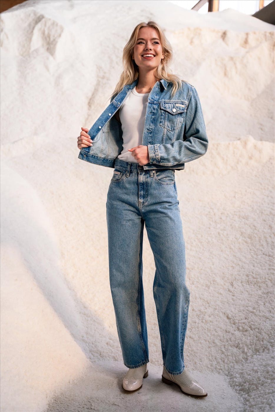 Calvin Klein Jeans - Blauwe Cropped 90's jeansjas