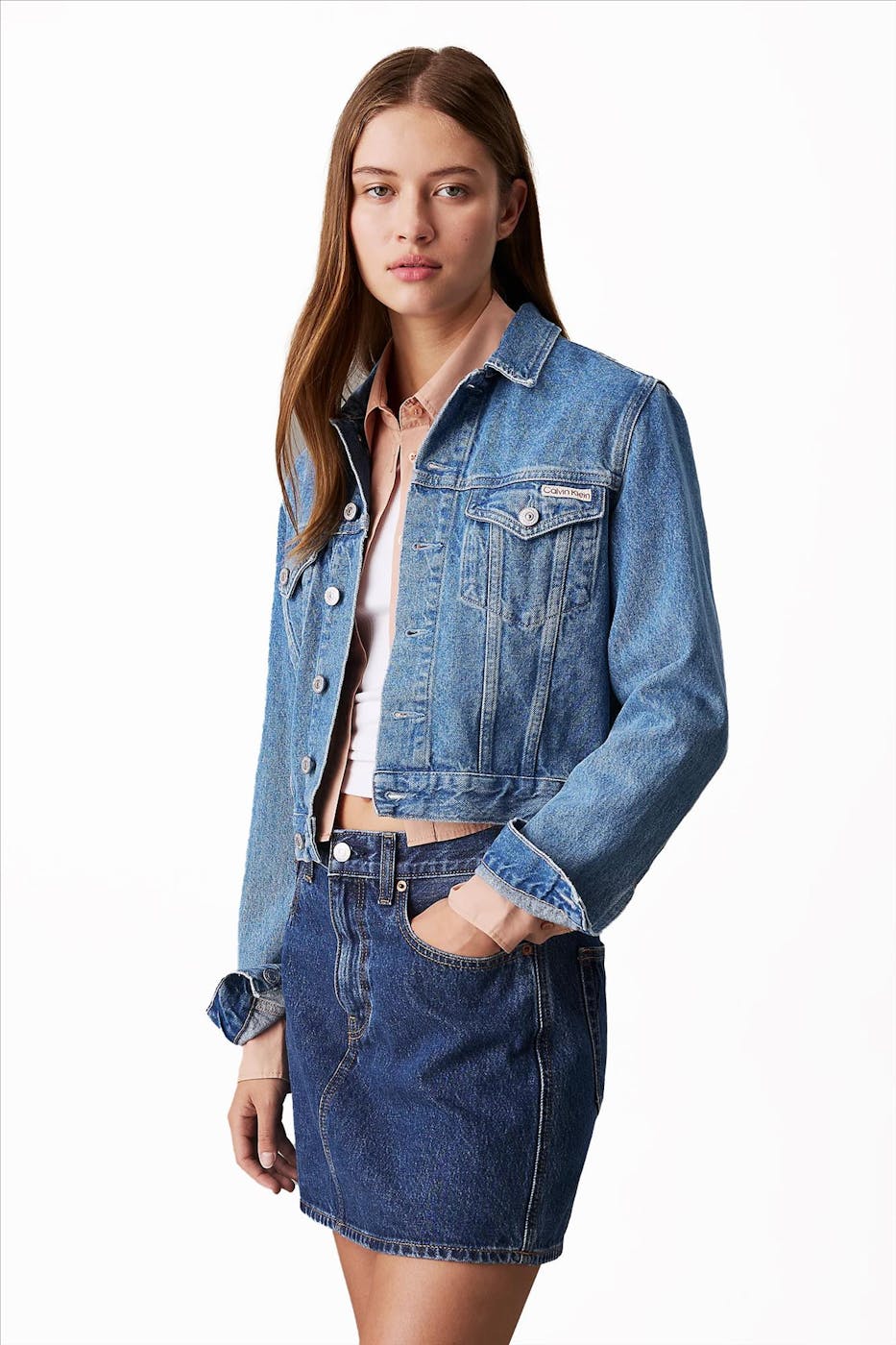 Calvin Klein Jeans - Blauwe Cropped 90's jeansjas