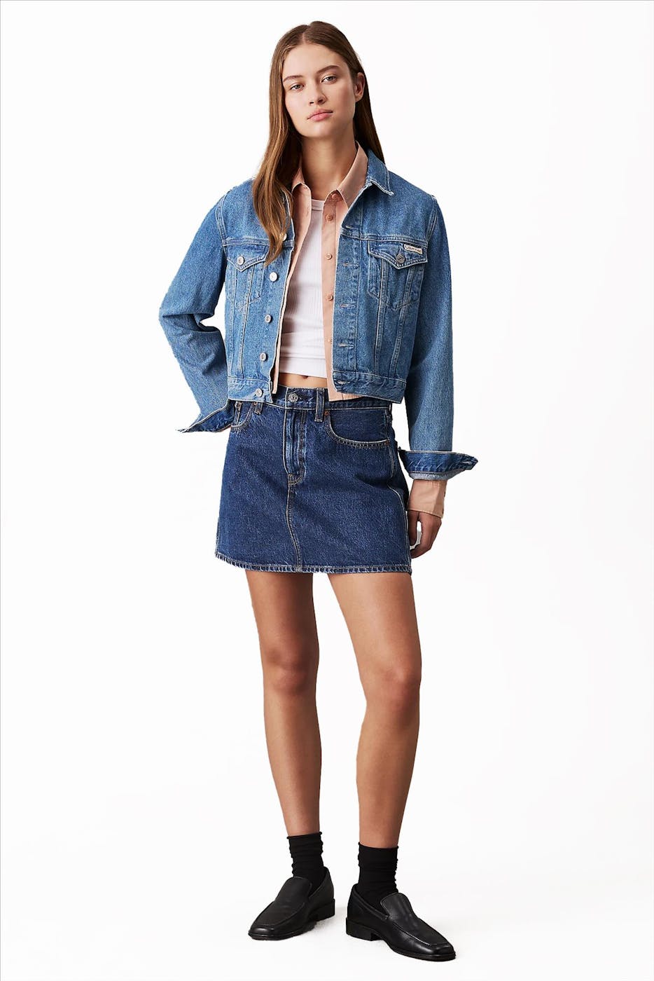 Calvin Klein Jeans - Blauwe Cropped 90's jeansjas