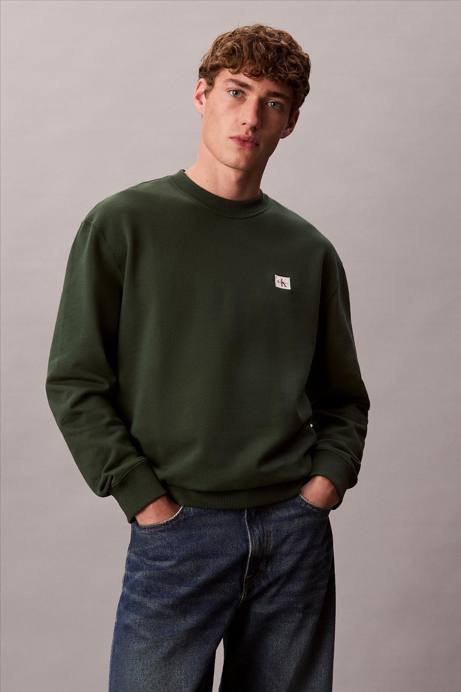 Calvin Klein Jeans - Donkergroene Badge sweater