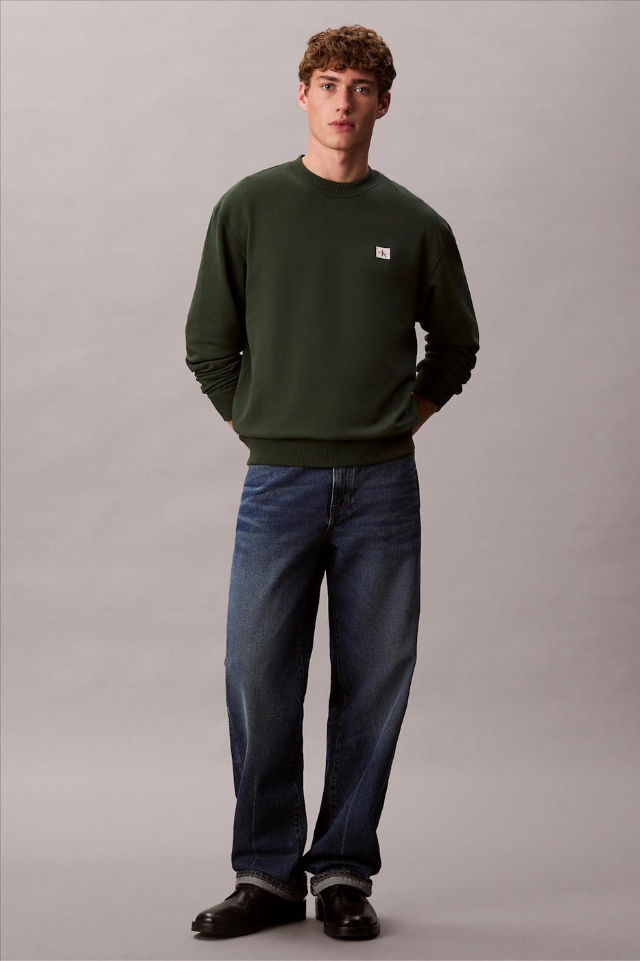 Calvin Klein Jeans - Donkergroene Badge sweater