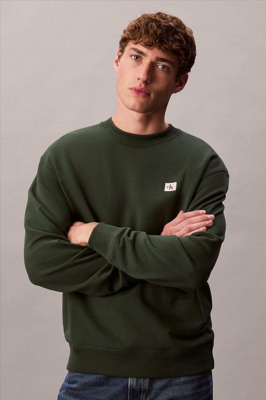Calvin Klein Jeans - Donkergroene Badge sweater