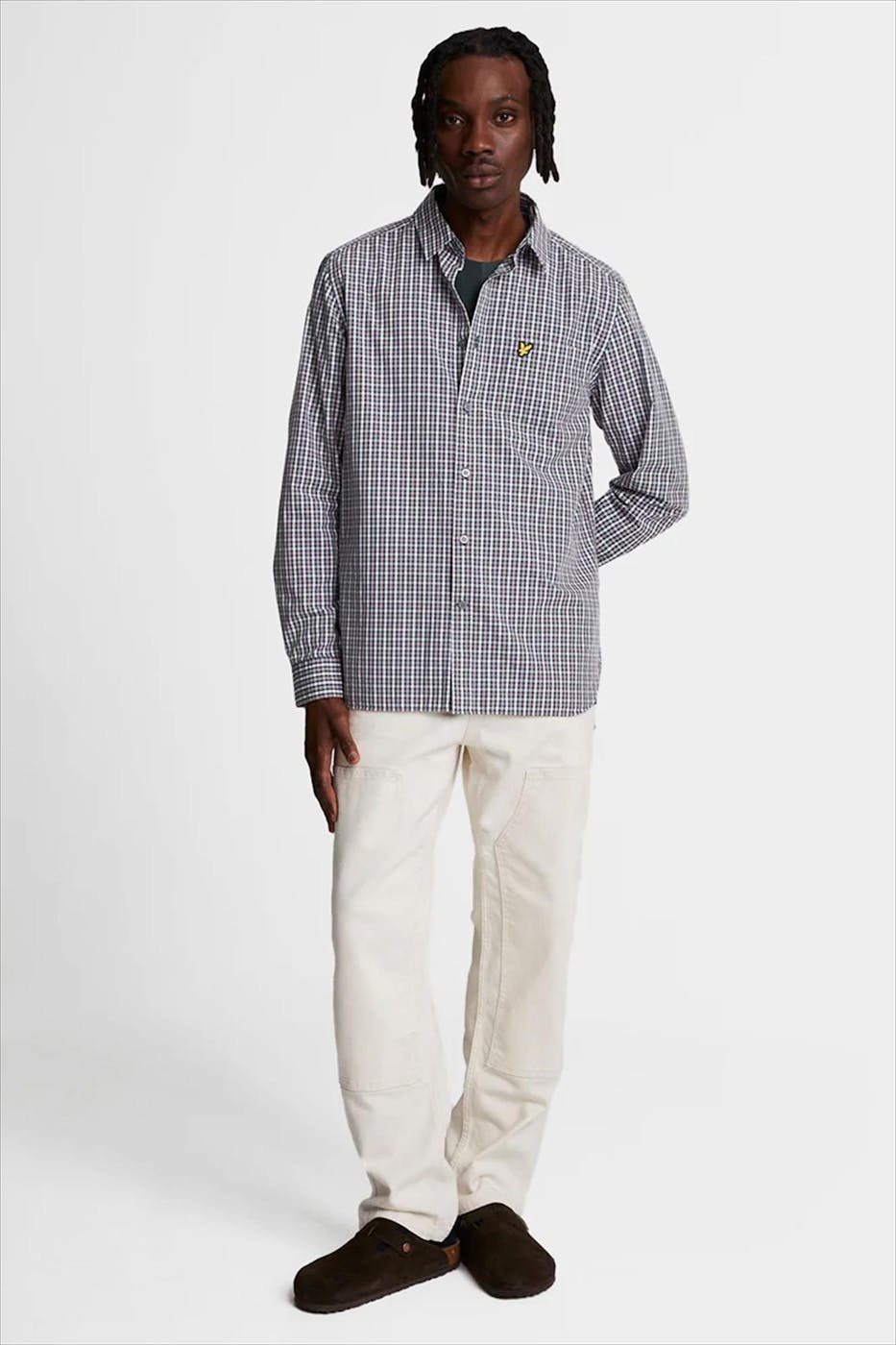 Lyle & Scott - Donkergroen-Lichtpaars Checked Gingham hemd