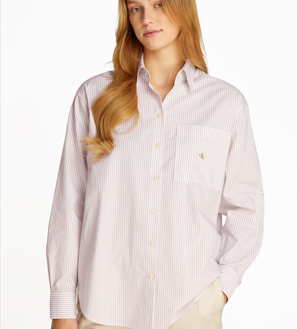 Calvin Klein Jeans - Wit-Licht Terracotta Relaxt overhemd